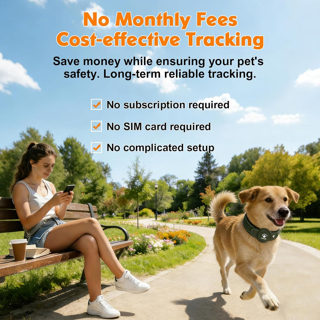 GPS Tracker for Dogs, 2 in 1 Smart Pet Collar