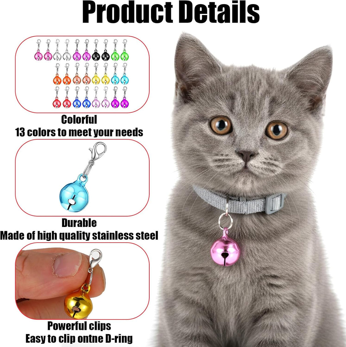 HJZHII 26Pcs Cat Collar Bell Pet Bells for Cat Dog Collar