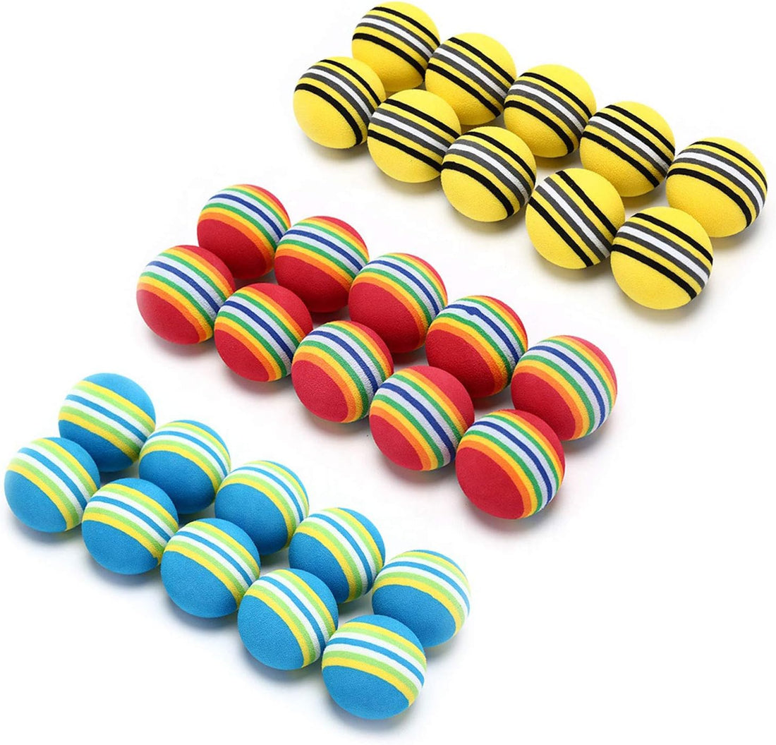 VOVIGGOL 12 Pack 2 Color Rainbow Cat Toy Balls Soft EVA Foam