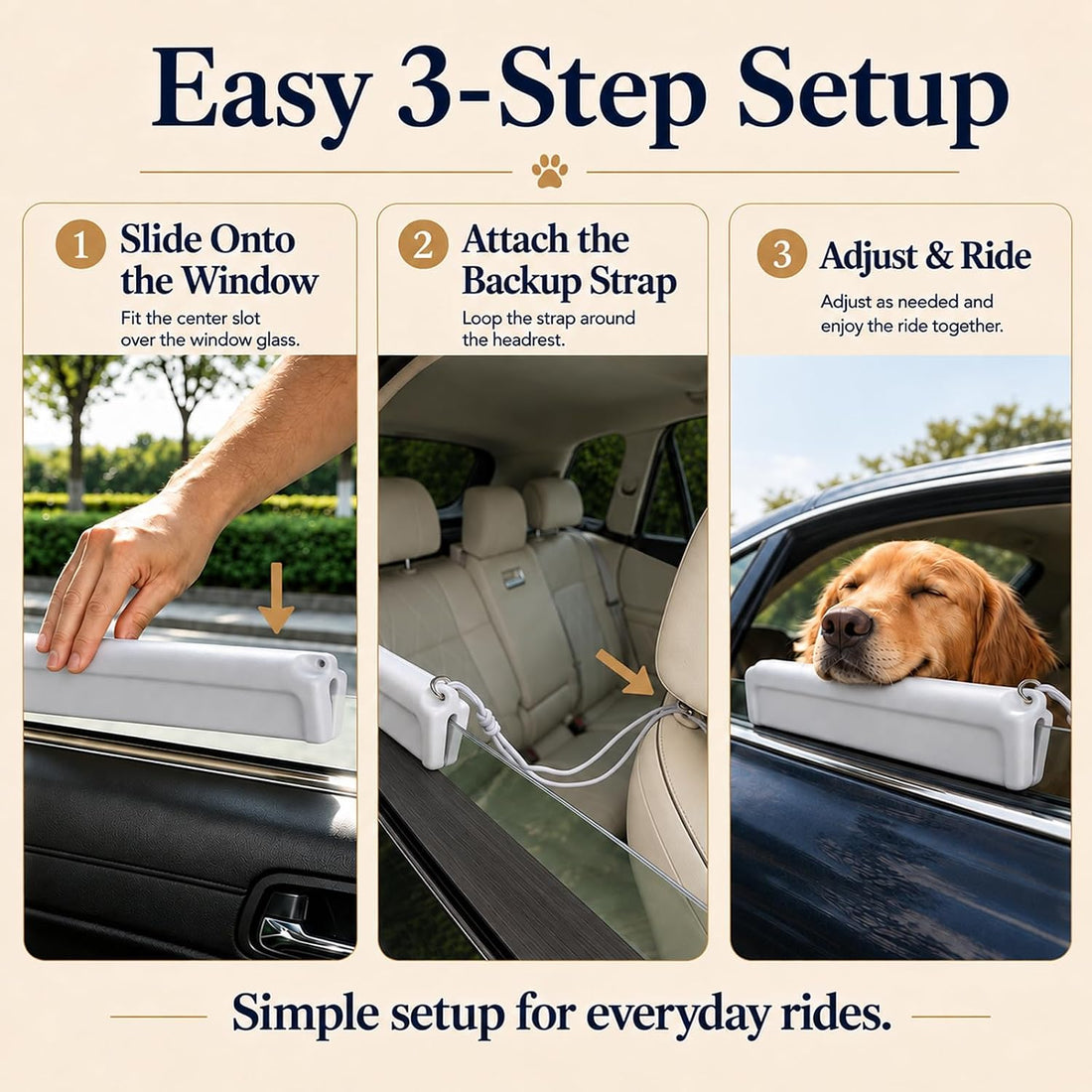 Dog Car Window Chin Rest, EVA Cushion with Headrest Strap, Gray
