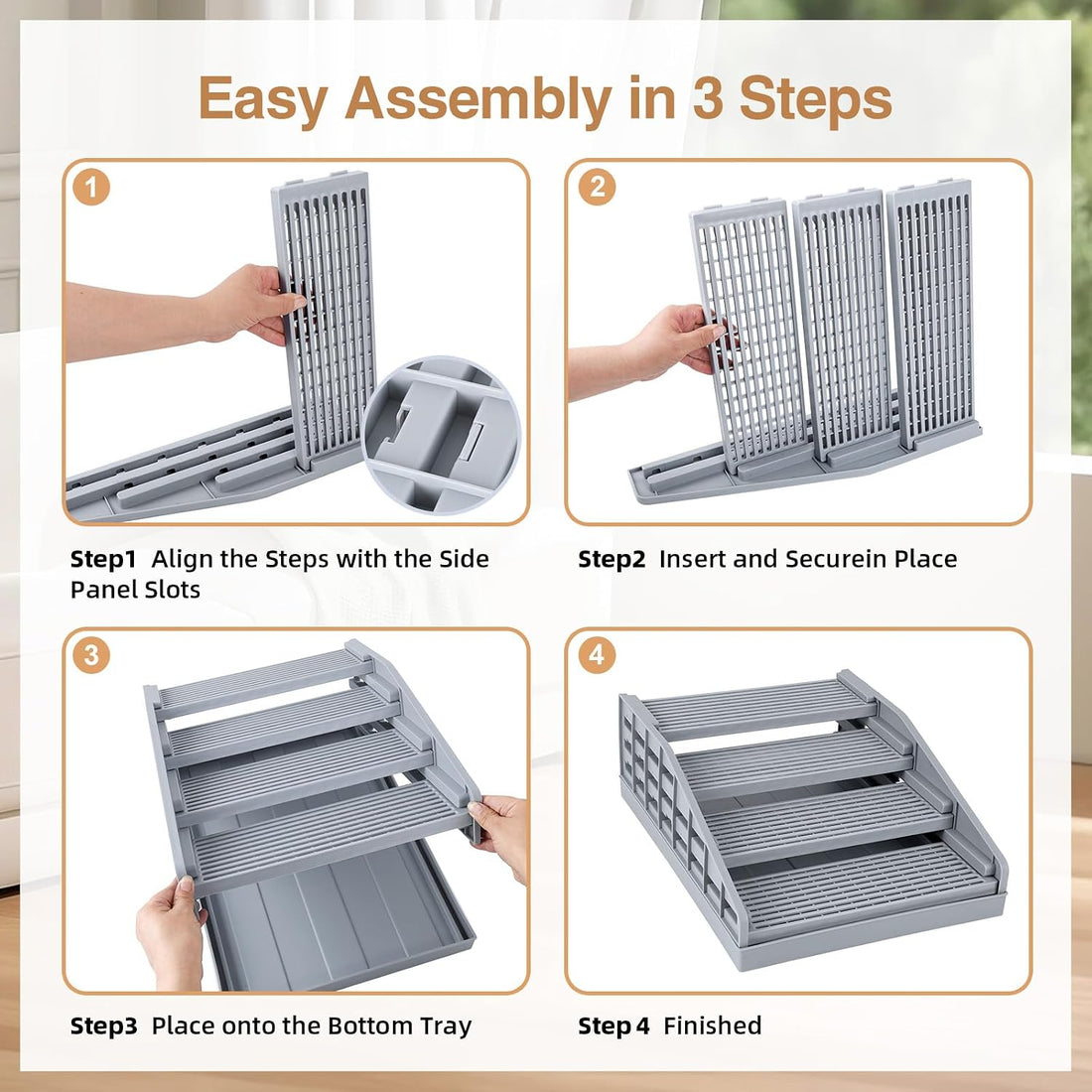 Adjustable Litter Box Step, Elevated Cat Ramp/Stairs with Filter