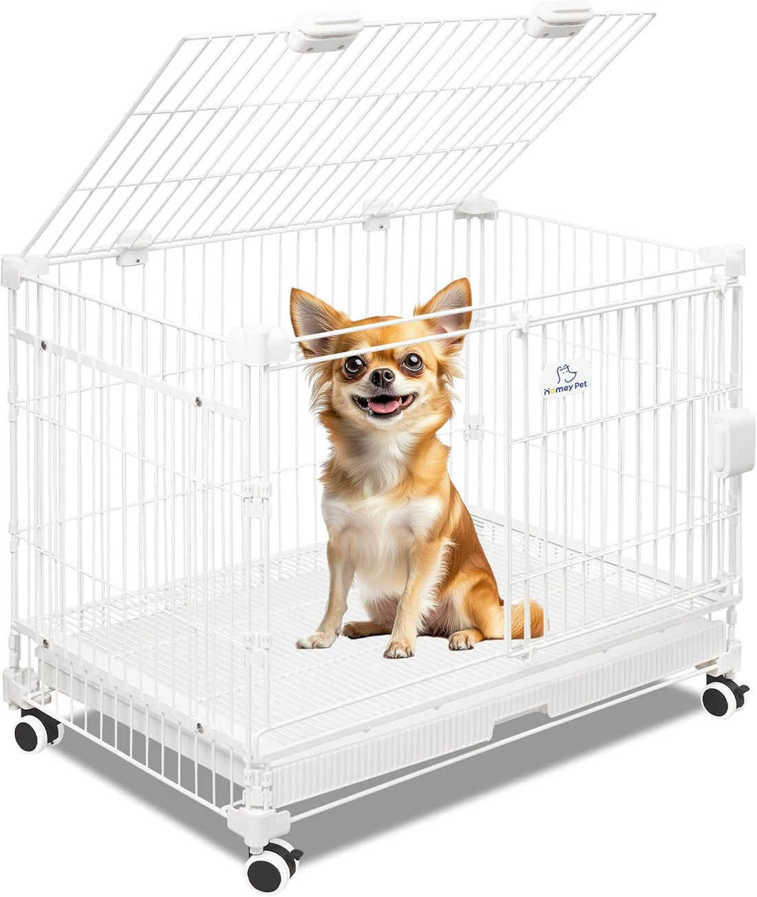 Homey Pet 24 Inch Stackable Small Dog Crate for Puppy with Wheels
