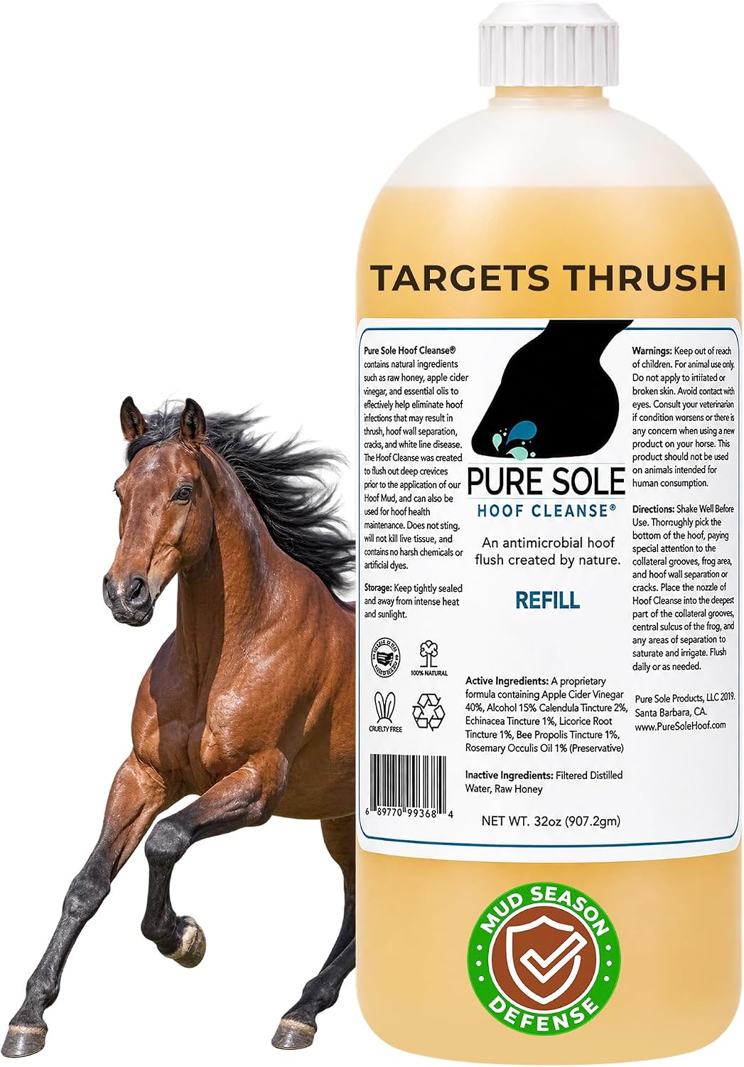 Pure Sole Hoof Cleanse Thrush Treatment Spray for Horses, 16 oz