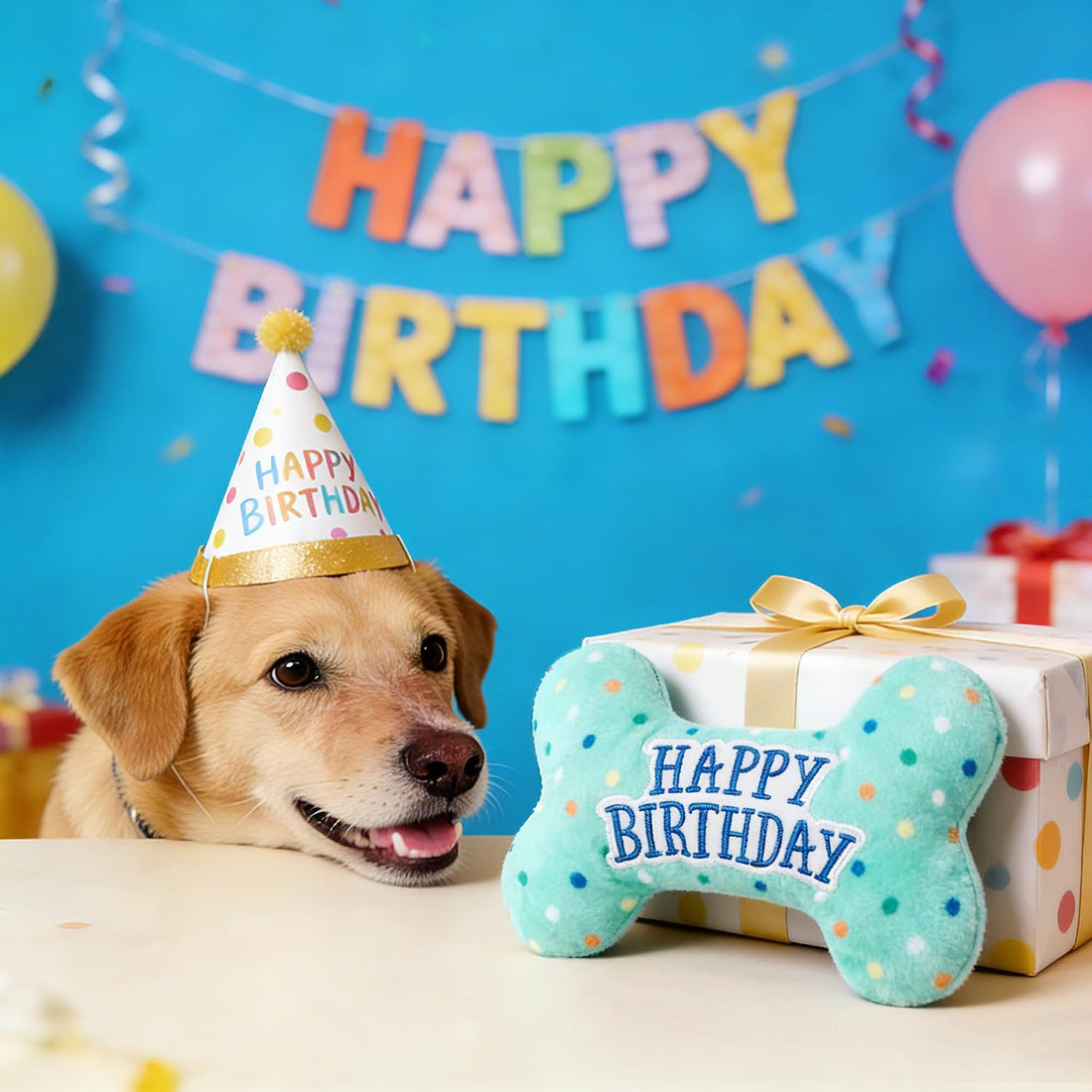 Prime Pets Dog Birthday Toys, Plush Dog Squeaky Toys