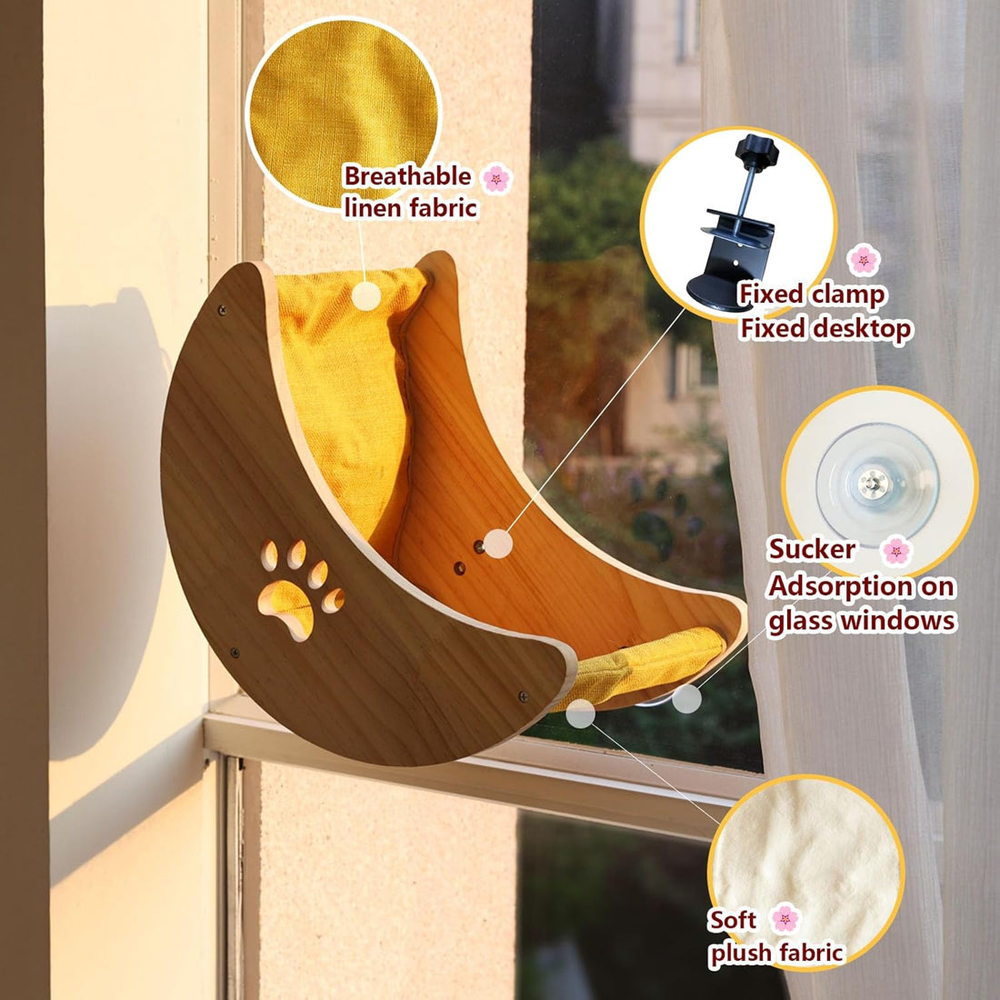 Cat Window Perch Hammock Bed with Strong Suction Cups