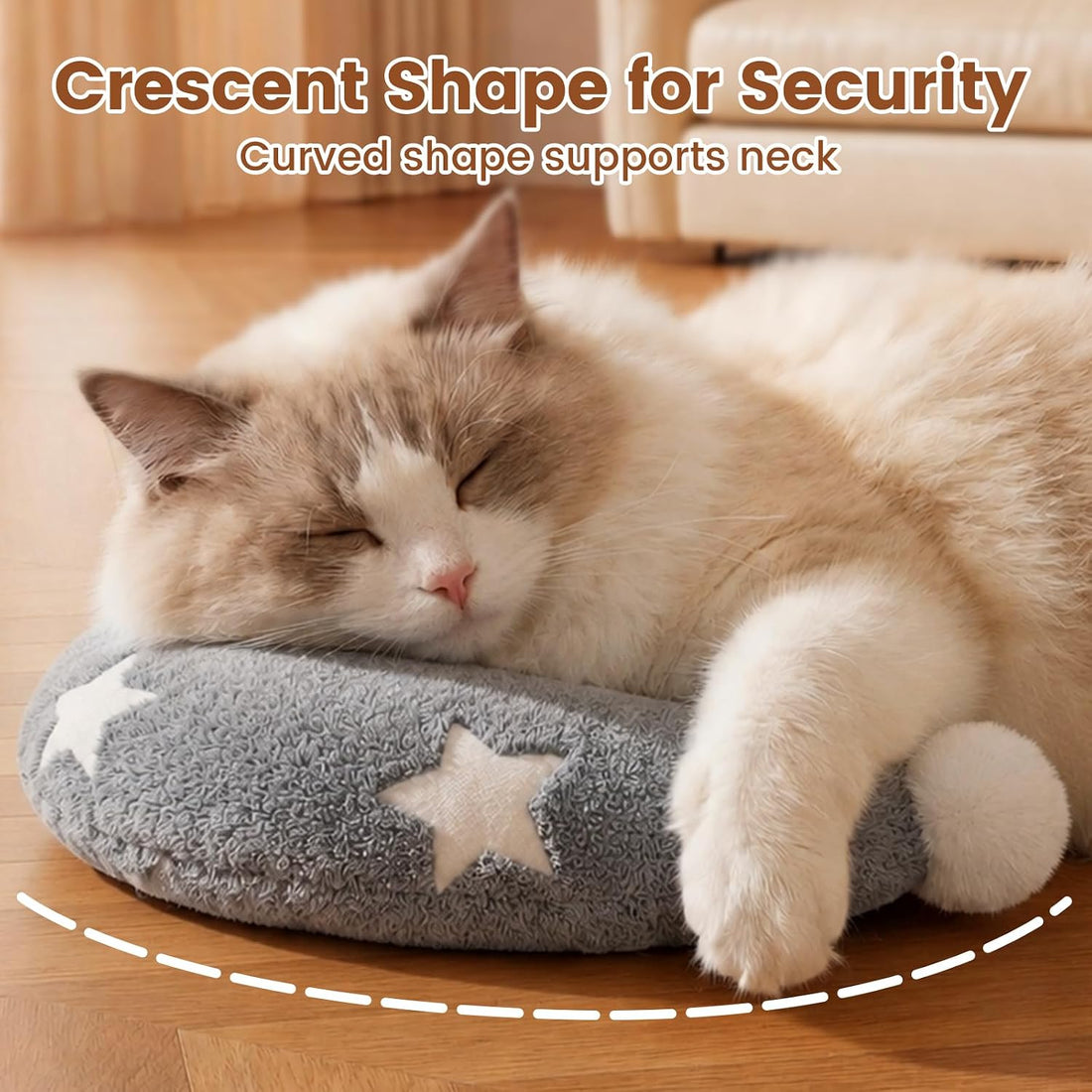 Moon-Shaped Calming Pillow for Cats Soft and Neck-Friendly Dog Pillows