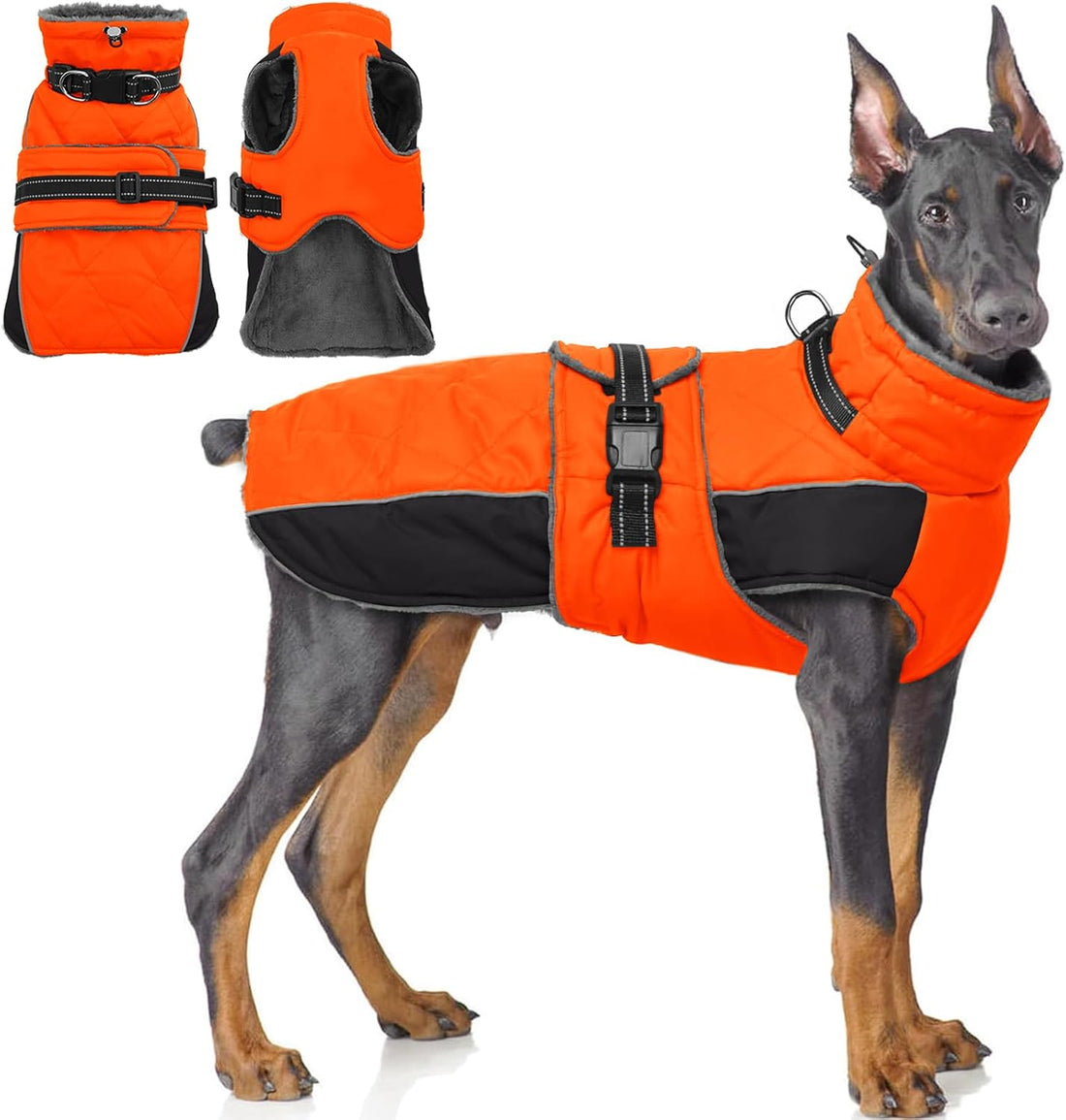 QBLEEV Warm Dog Jacket, Waterproof Dog Winter Coat with Harness