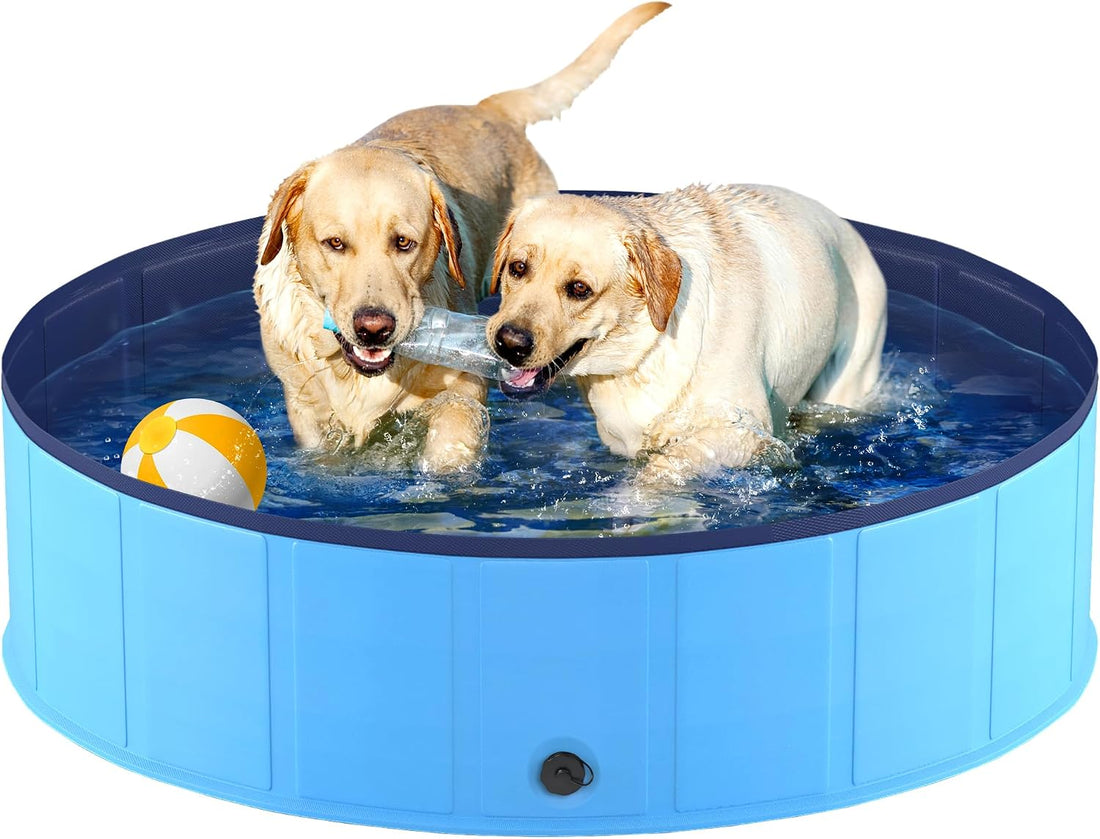 Niubya Foldable Dog Pool, Collapsible Plastic Dog Swimming Pool