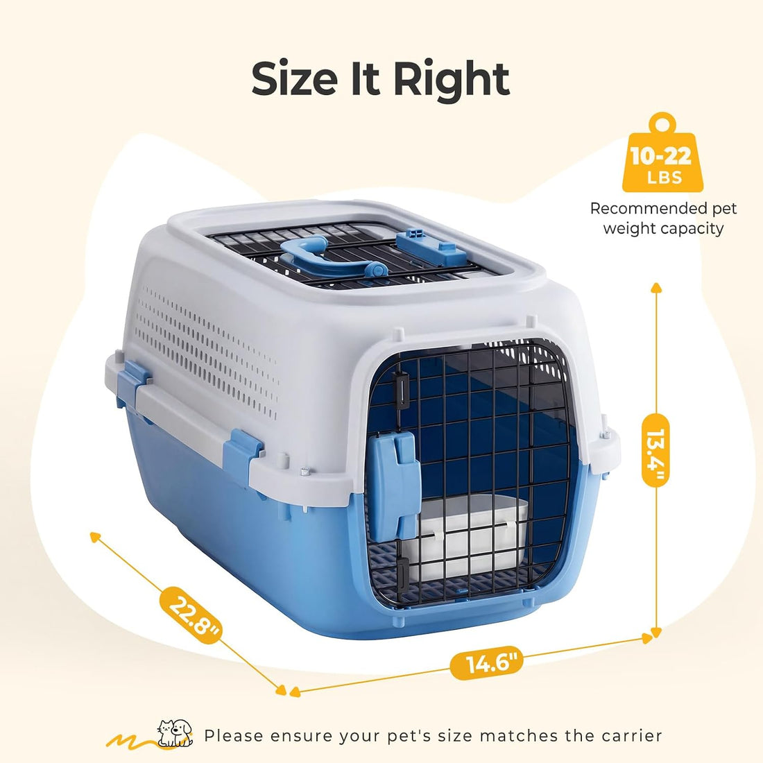 NEWBULIG 23" Hard-Sided Dog Carrier for Small Dogs & Cats