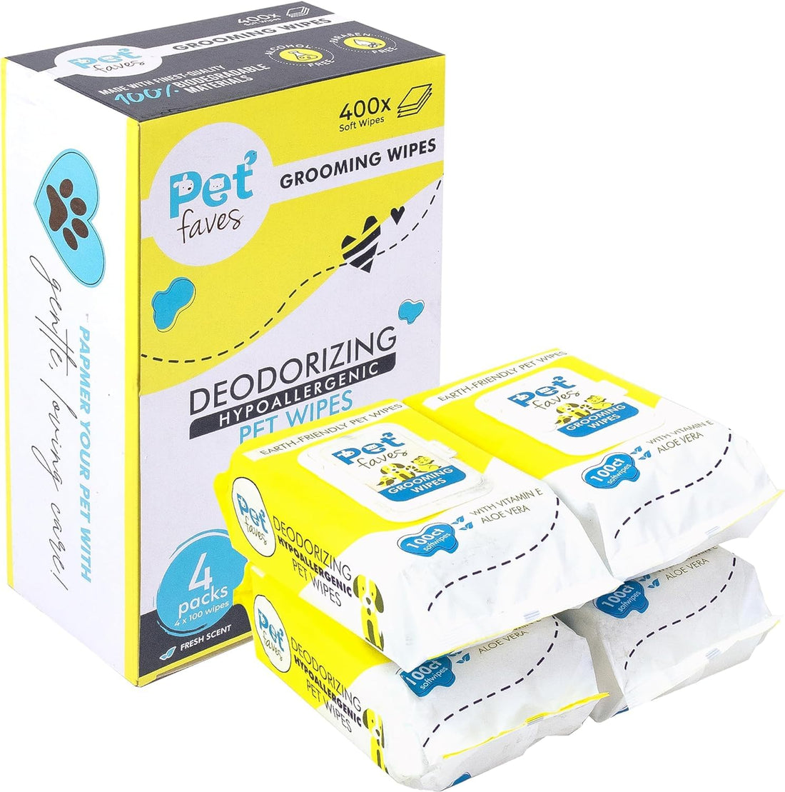 Pet Faves Dog Wipes for Cleaning and Deodorizing