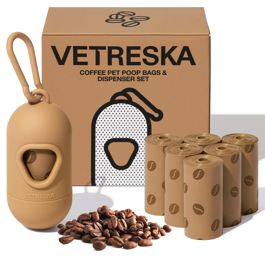 VETRESKA Dog Poop Bags Dispenser with Coffee Scented Waste Bags