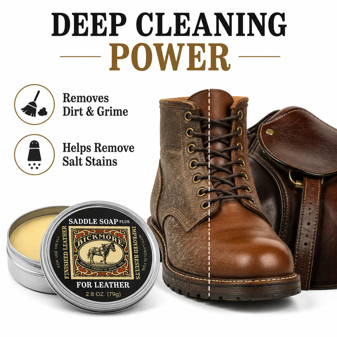 Bickmore Saddle Soap Plus 2.8 oz, Cleaner & Conditioner
