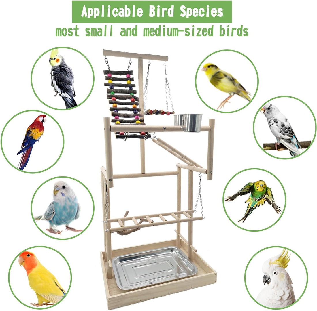 Hamiledyi 4 Layers Large Bird Playground 32" H Pet Parrot Playstand
