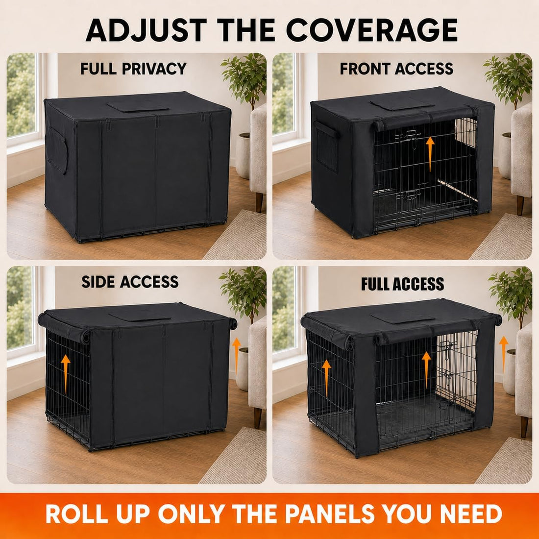 Chew Proof Dog Crate Cover, 36 Inch, 1680D Heavy Duty Nylon, Black