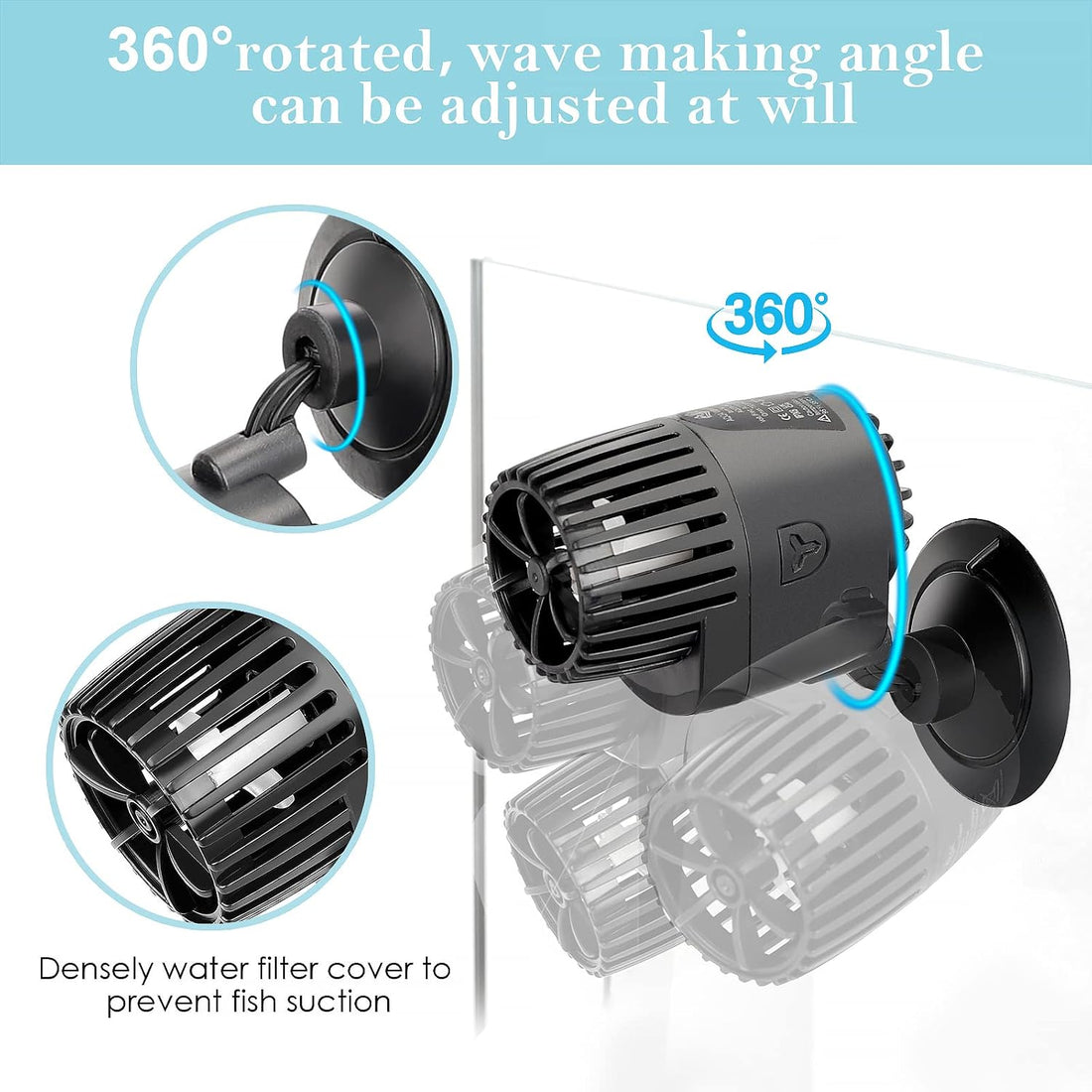 AQQA Aquarium Wave Maker for 80-285 Gallon, Fish Tank Powerhead Pump