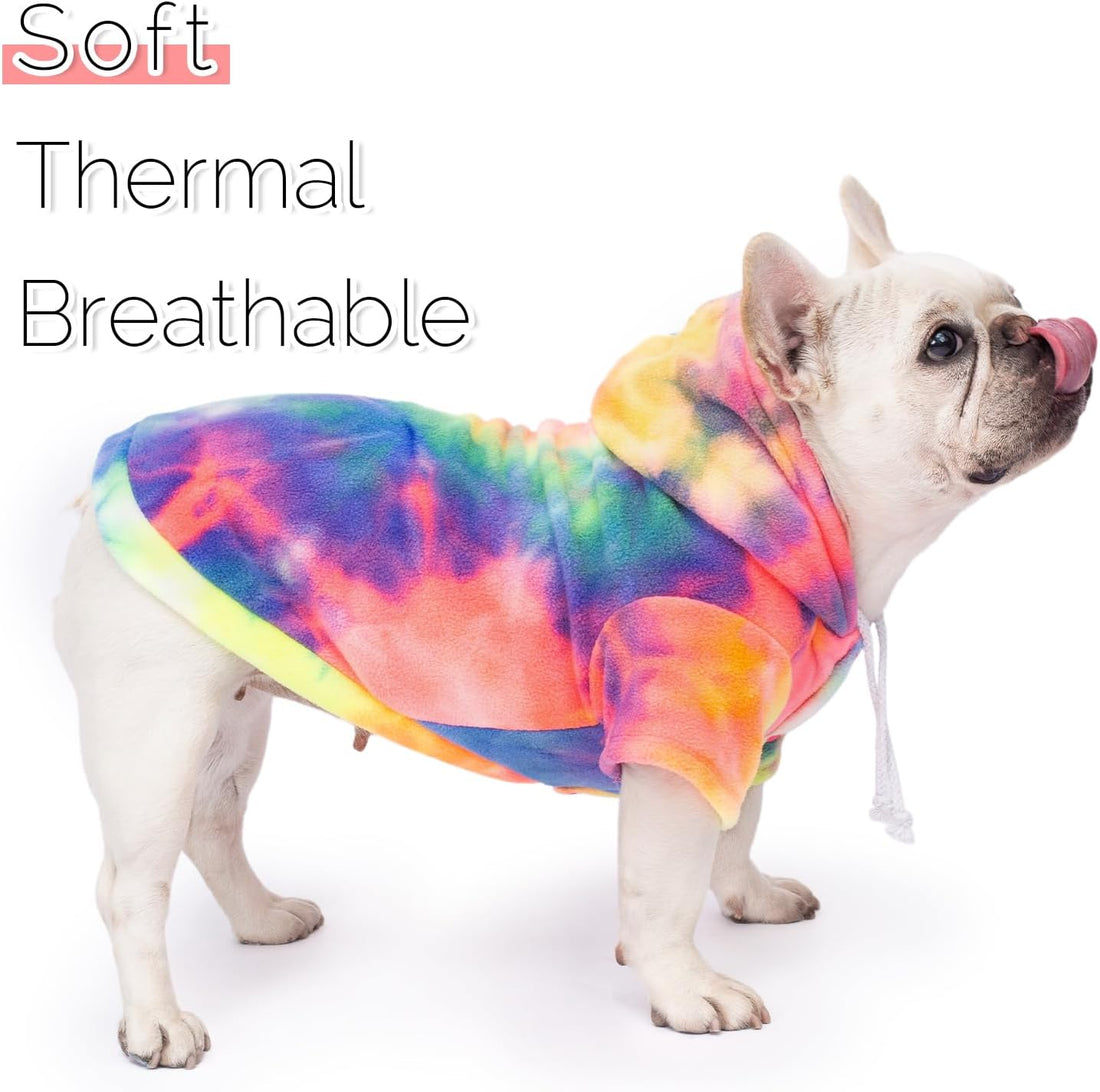 Dog Hoodie Tie Dye Dog Sweatshirt Chic Winter Clothes Ultra-Soft Warm