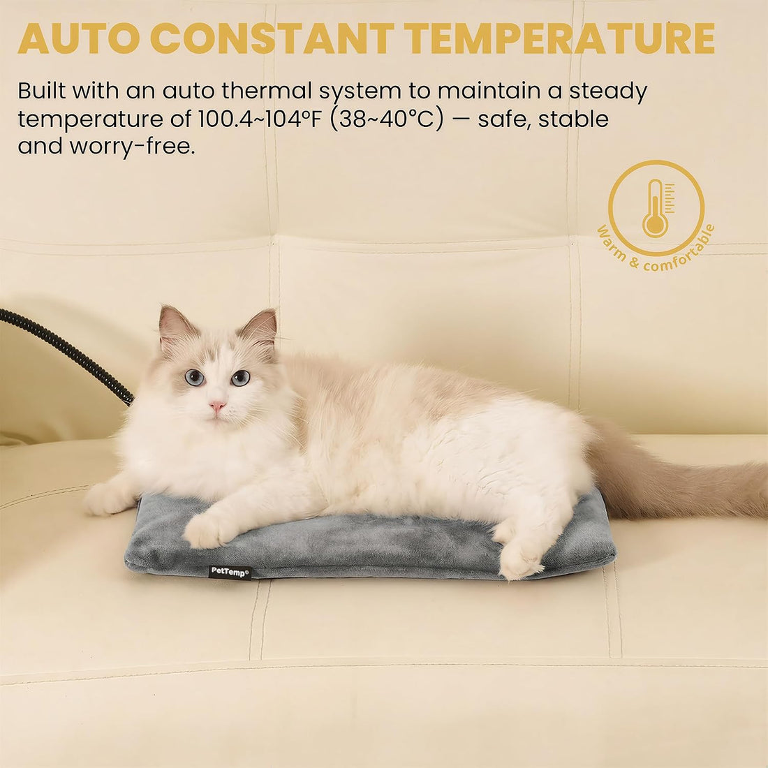 Cat Heating Pad, Heated Cat Bed, MET Safety Listed, Constant Warmth