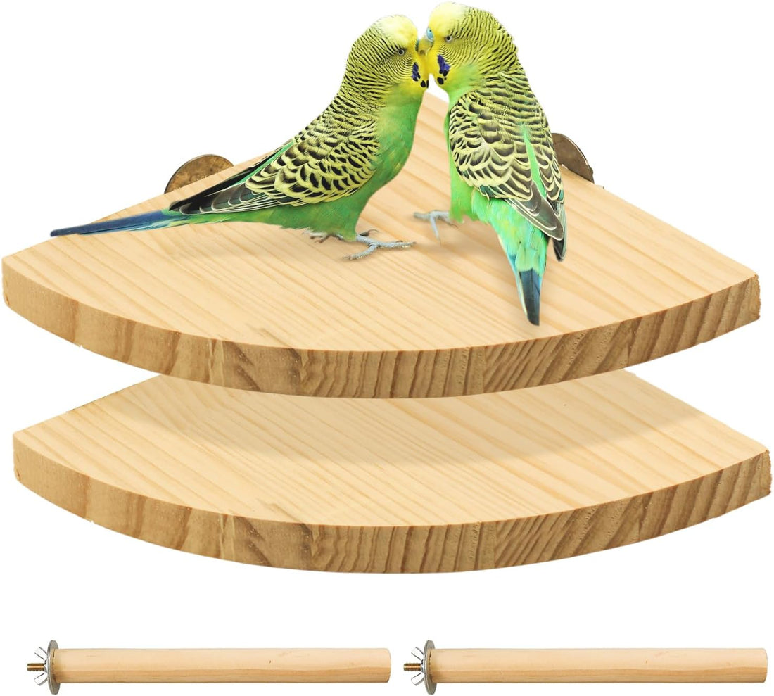2 Pack Bird Perch Platform, Parrot Stand Sector Playground Wood Perch