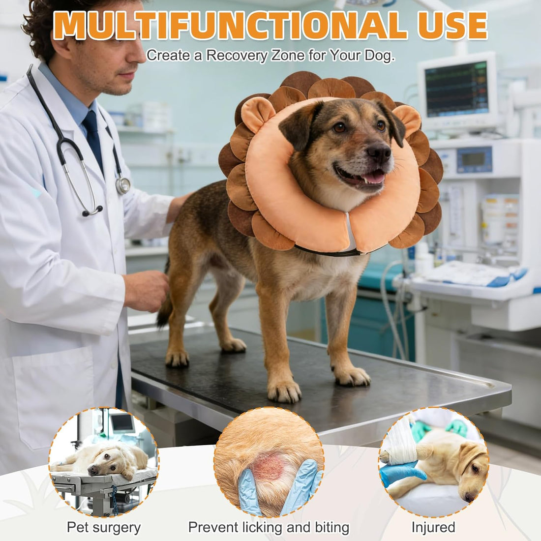 KOOLTAIL Inflatable Dog Cone Collar Alternative After Surgery, M+