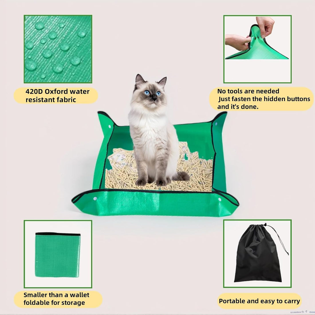 Portable Litter Box for Cats, 3-Pack, Expands to 25 Inches