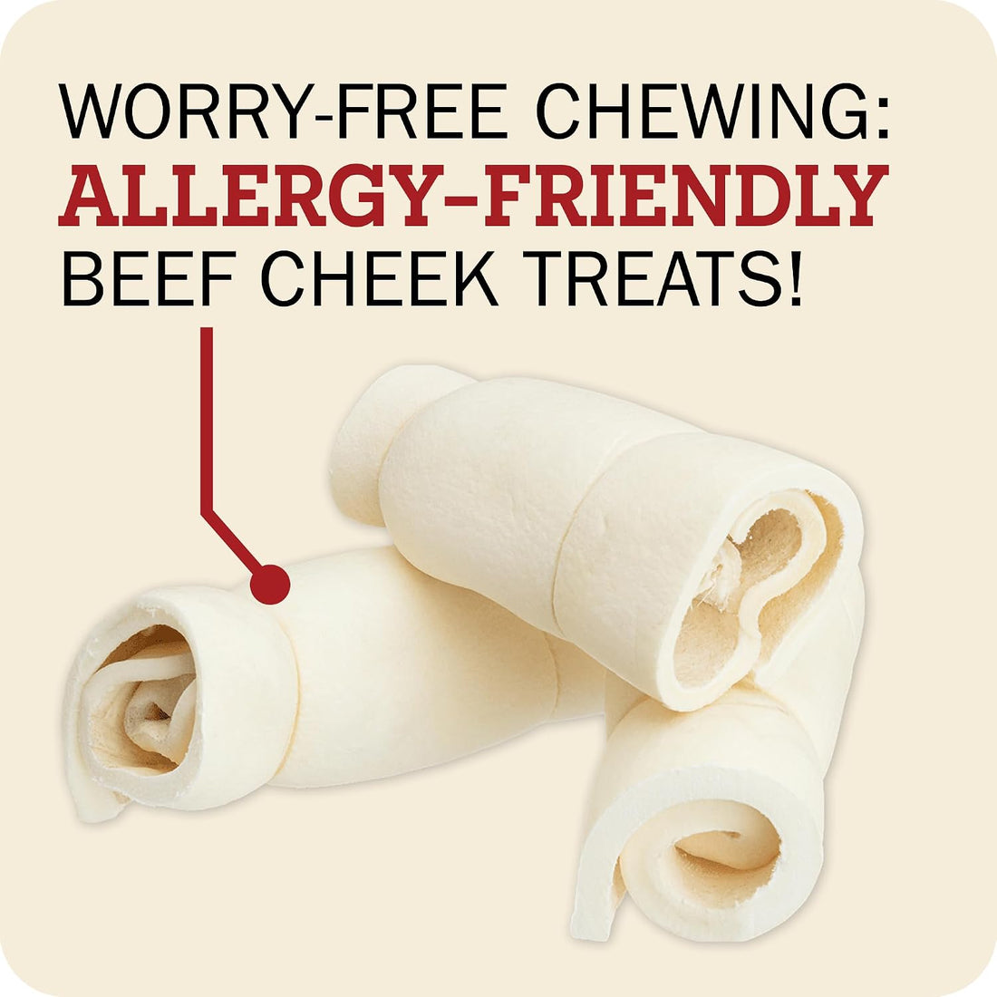 Redbarn Large Beef Cheek Rolls 100% Natural, Long Lasting Dog Chew