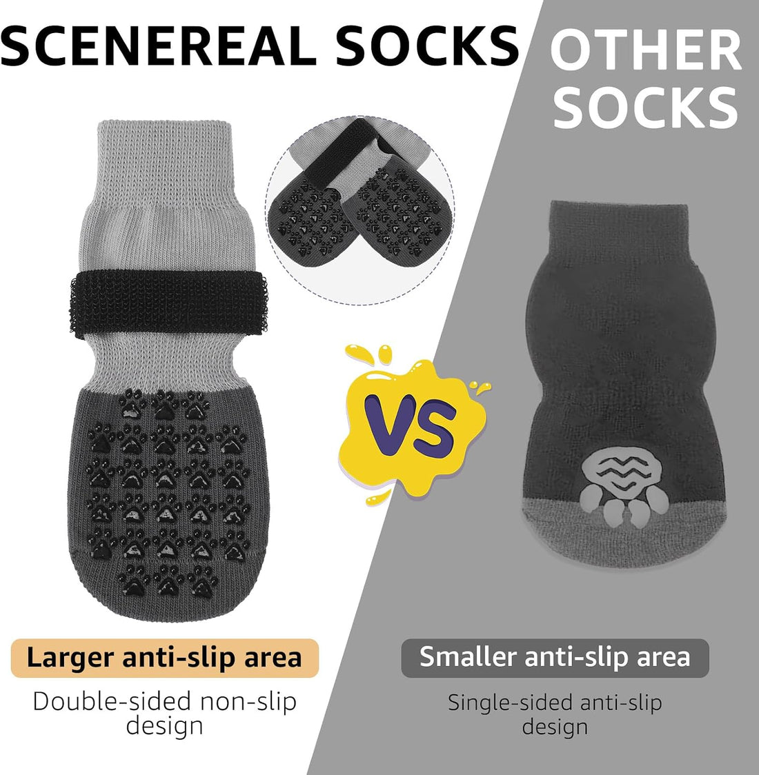 SCENEREAL Anti Slip Dog Socks to Prevent Licking Paws for Hardwood