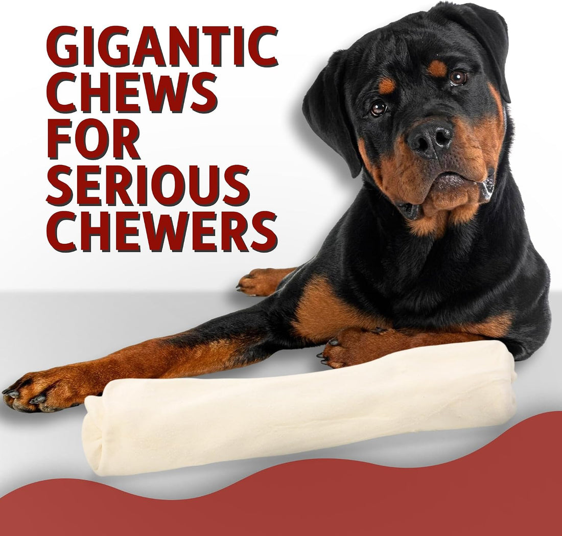 Canine Chews 10-11" MEGA Retriever Rolls Natural Rawhide for Big Dogs