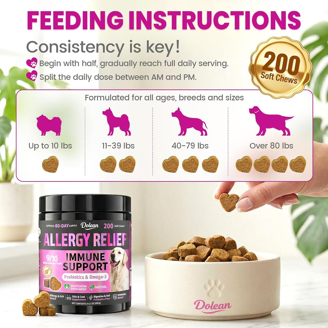 Dog Allergy Chews, Dog Allergy Relief for Itching Skin, Paw Licking
