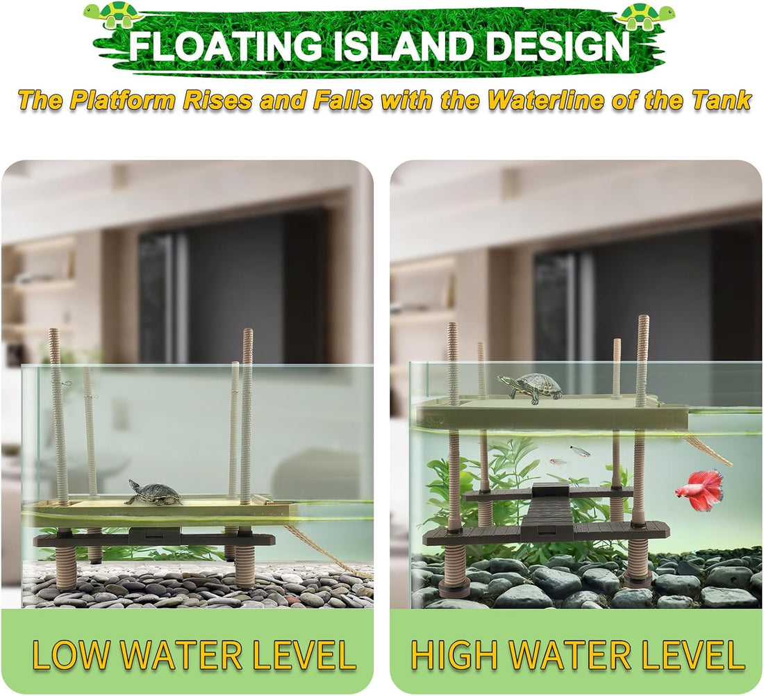 Large Turtle Floating Basking Platform with Feeding Area