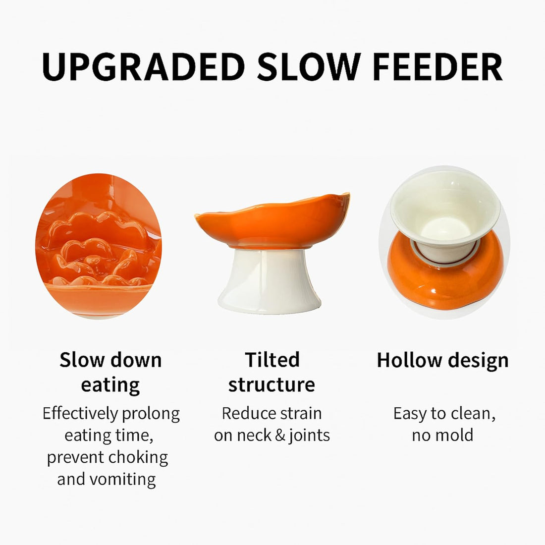 Ceramic Slow Feeder Bowl for Cats and Small Dogs