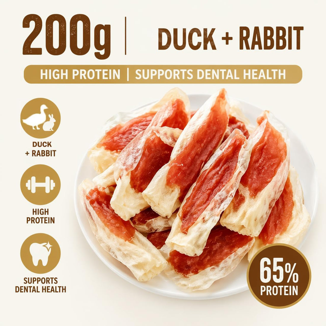 Duck Wrapped Rabbit Ear for Dogs, 7.0 Ounces, Pet Chew Snacks