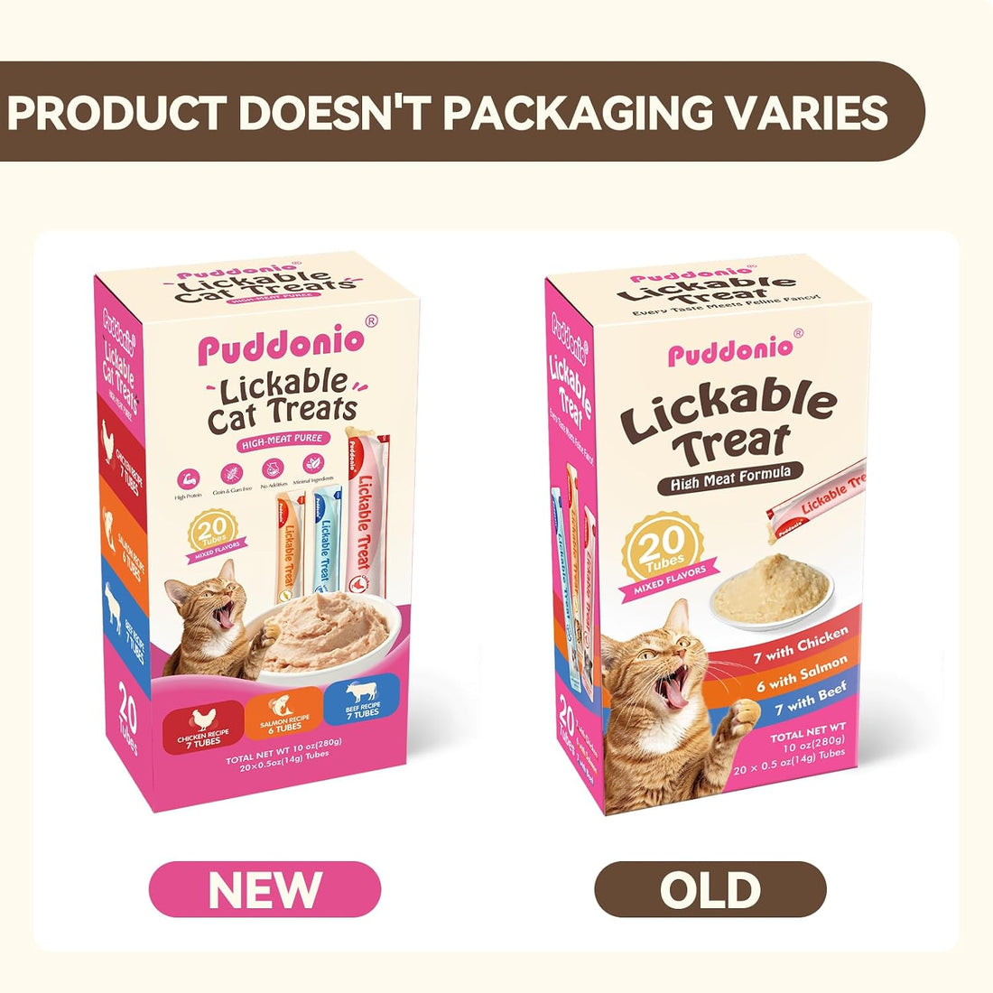 Lickable Cat Treats, High-Meat Purée, 0.5 oz Tubes, 20 Count