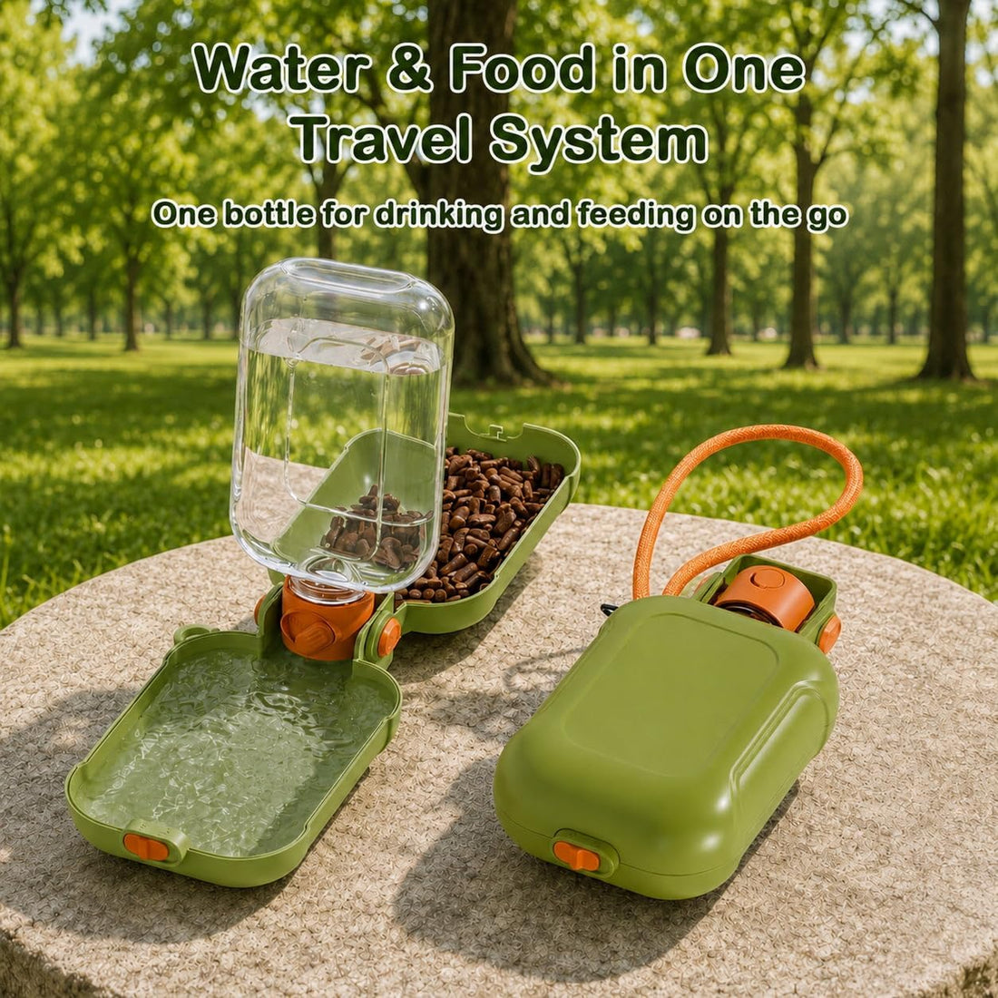 Dog Water Bottle, Puppy Essentials, Collapsible Dog Bowls (Green)