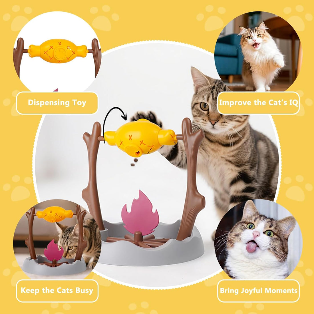 Cat Slow Feeder, Interactive Cat Puzzle Toy Treat Dispenser