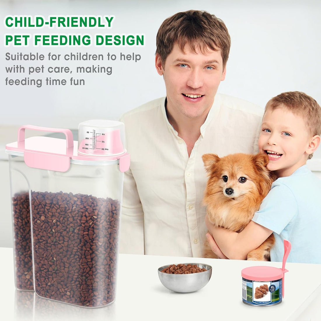 Pet Dog Cat Food Storage Container 5 to 7 lbs with Can Cover