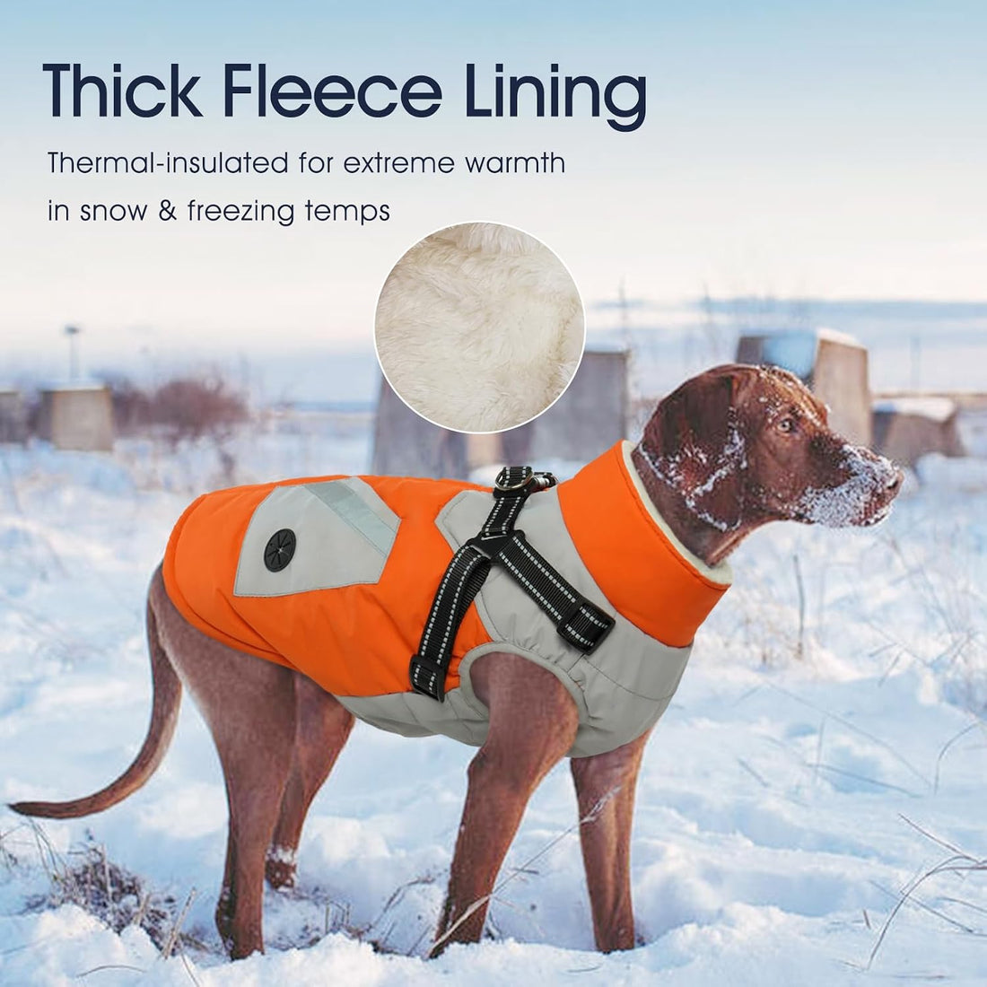 Dog Winter Coat Waterproof - Orange,Medium