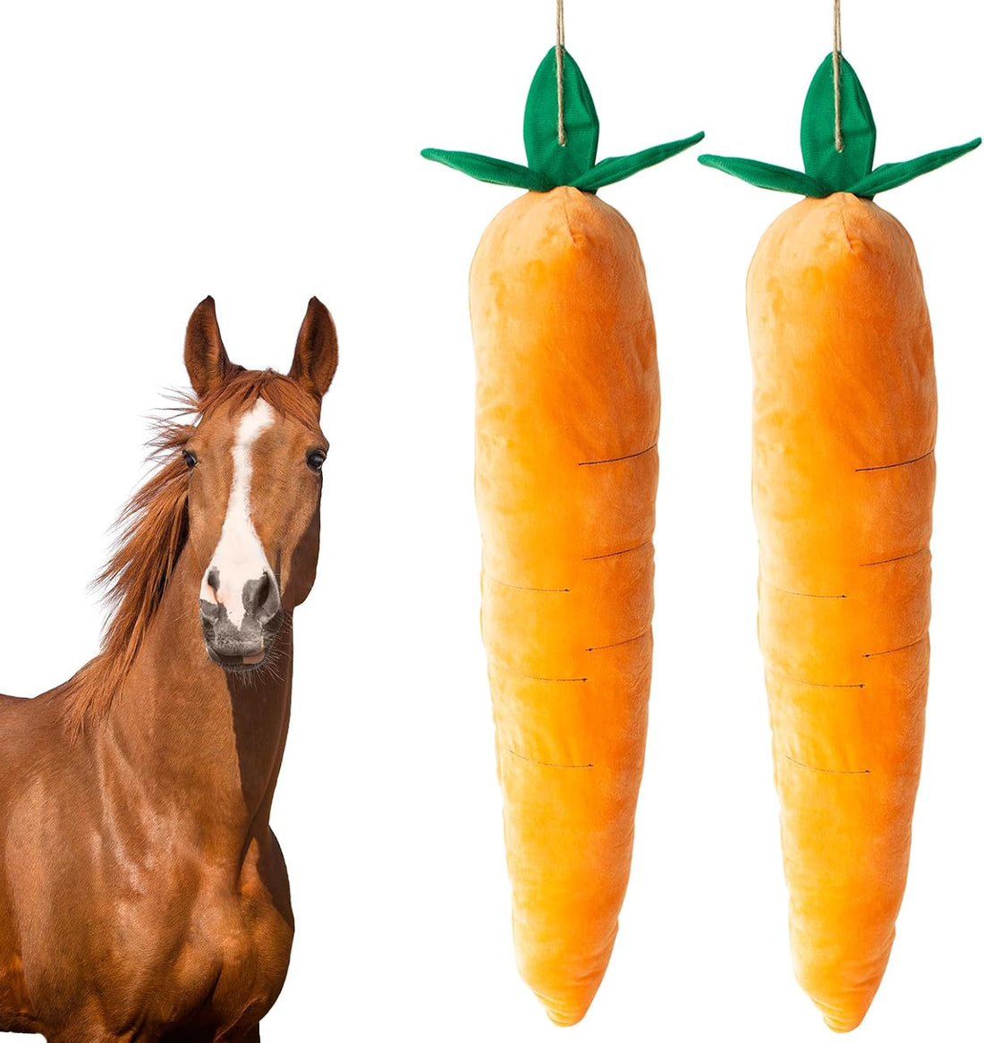 Horse Toy Plush Squeaky Carrot, Large Carrot Shaped Horse Squeaky Toy