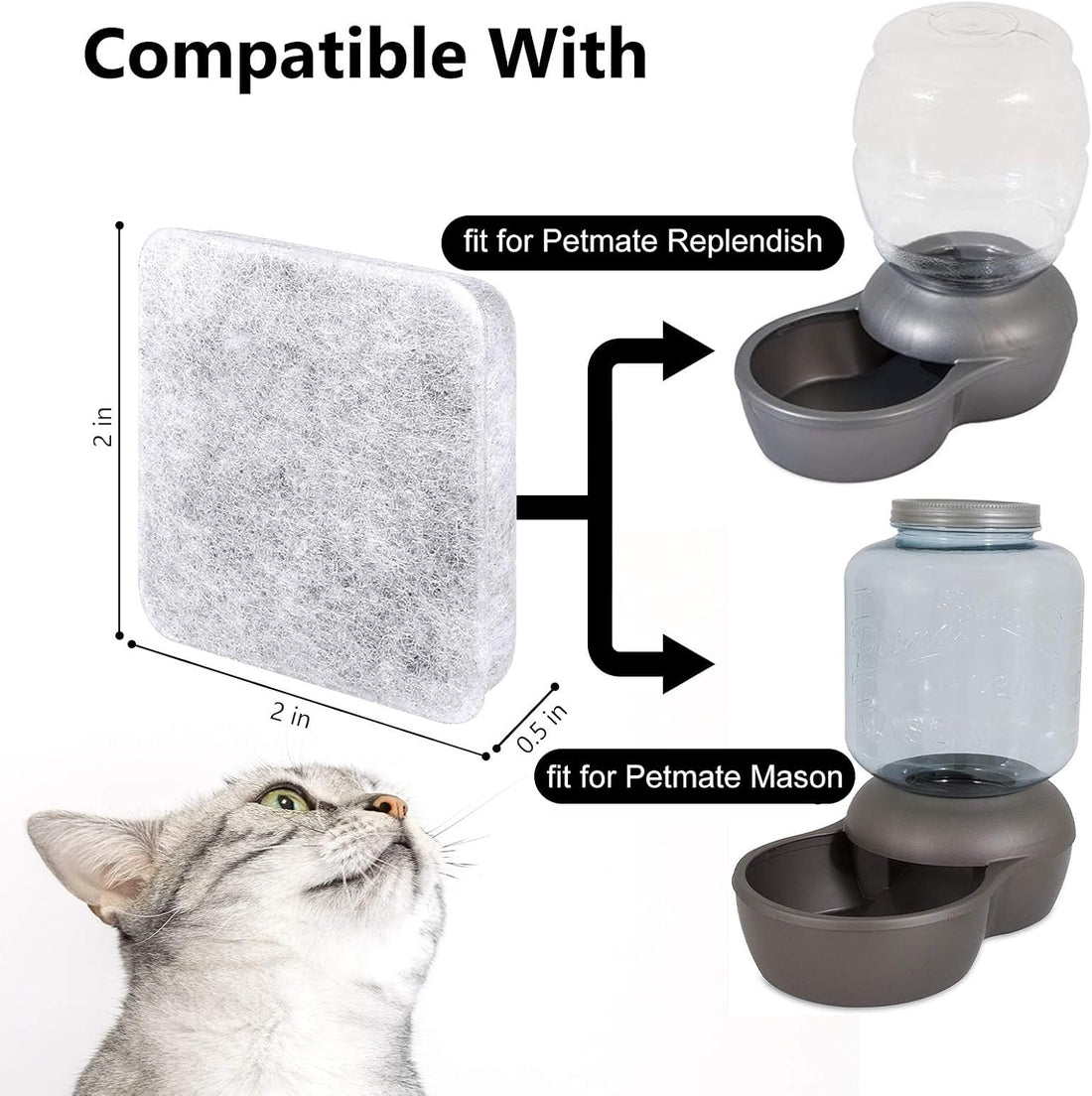 Dog Water Filter Replacement Compatible with Petmate Bowl Filters