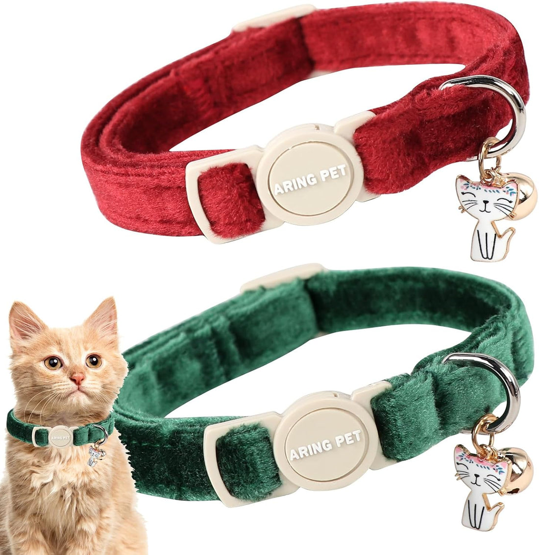 ARING PET Breakaway Cat Collars with Bell & Pendant, Set of Two