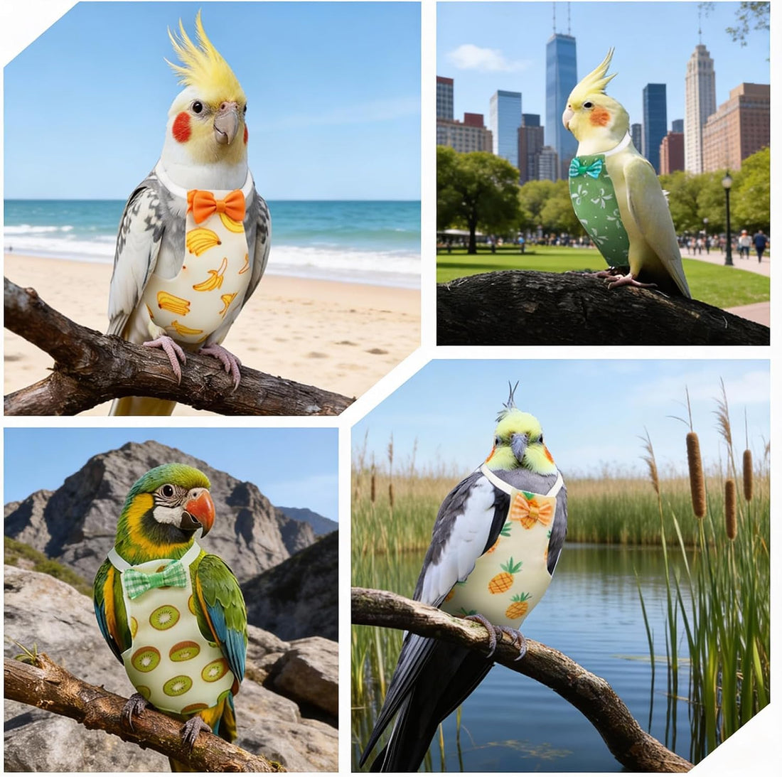 HJZHII 4 Pcs Bird Diaper, Parrot Diapers with Waterproof Inner