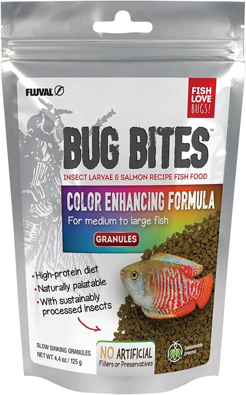 Fluval Bug Bites Color Enhancing Fish Food for Tropical Fish, 3.17oz