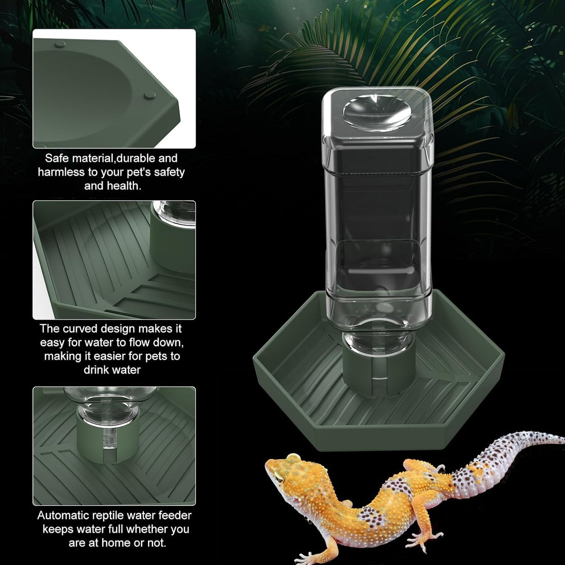 Reptile Water Dispenser Bowl for Bearded Dragon Tortoise