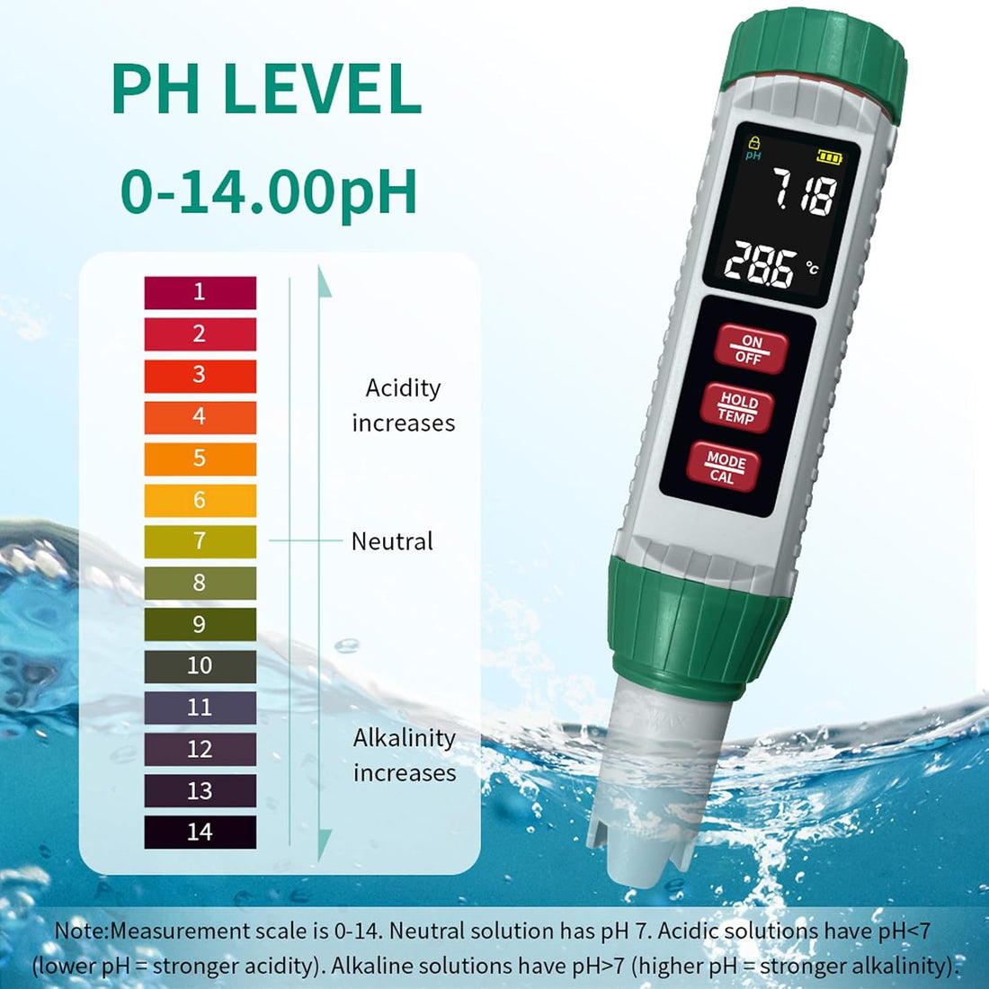 Digital Salinity Tester Pool Saltwater Tester pH and Salt Meter
