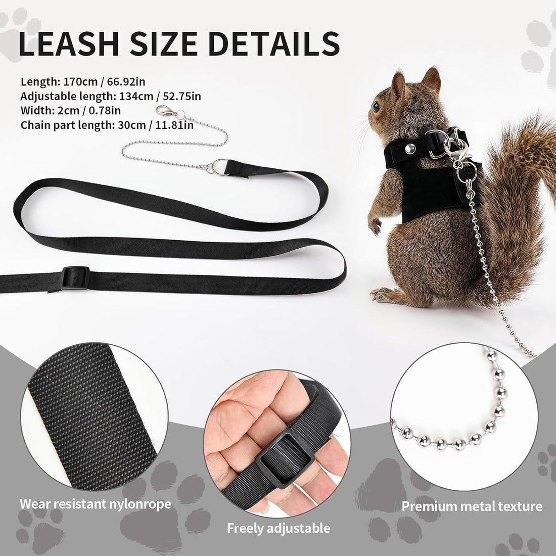 4pcs Bearded Dragon Harness and Leash Set for Small Reptile