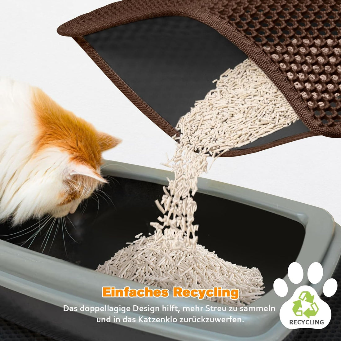 Cat Litter Mat 18"x24",Double Layer EVA litterbox Mat, Brown