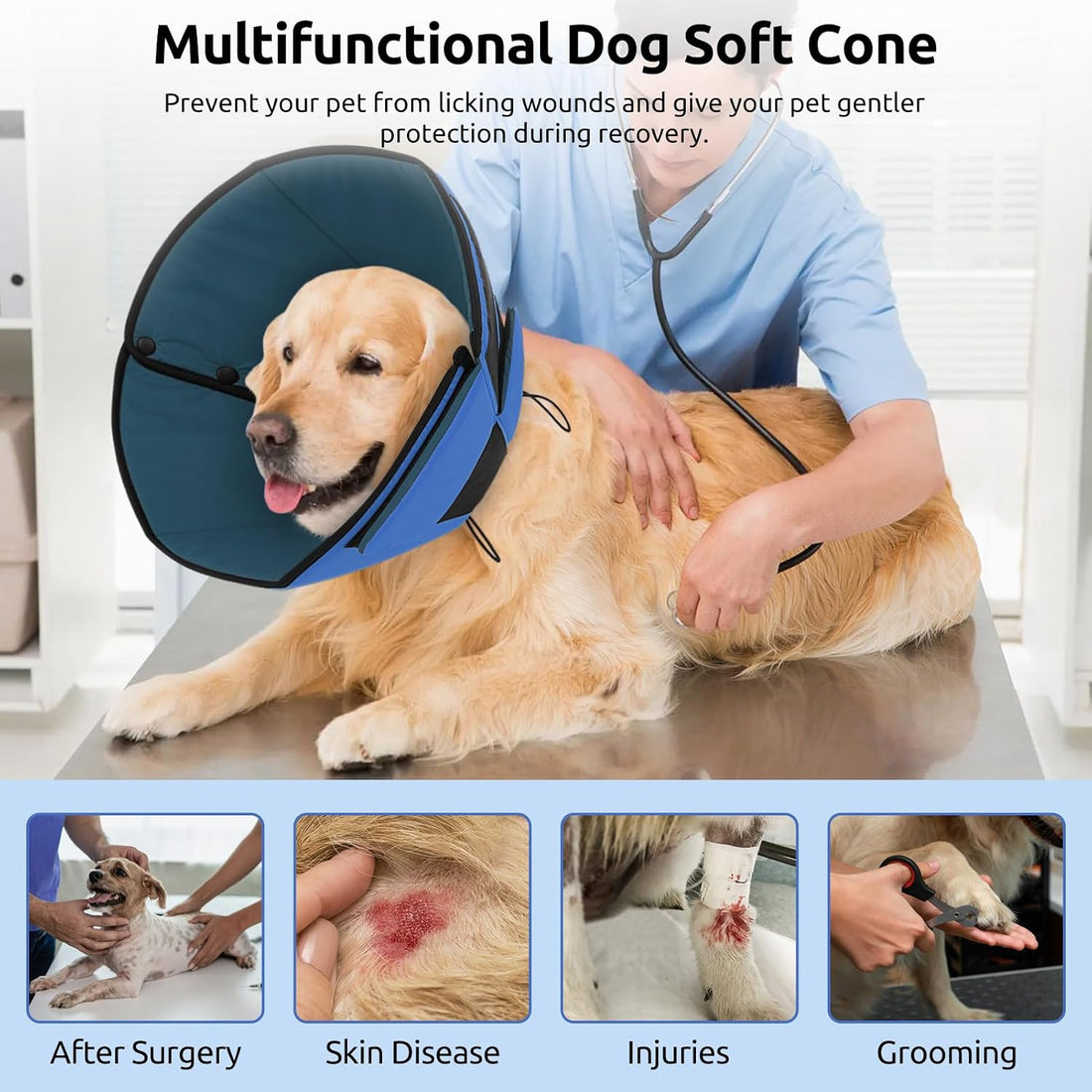 Queenmore Dog Cones for Small Dogs, Soft Dog Cone After Surgery
