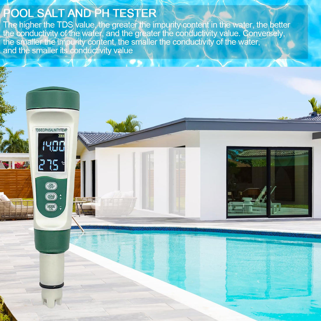 5-in-1 Water Quality Tester: Salinity, pH, TDS