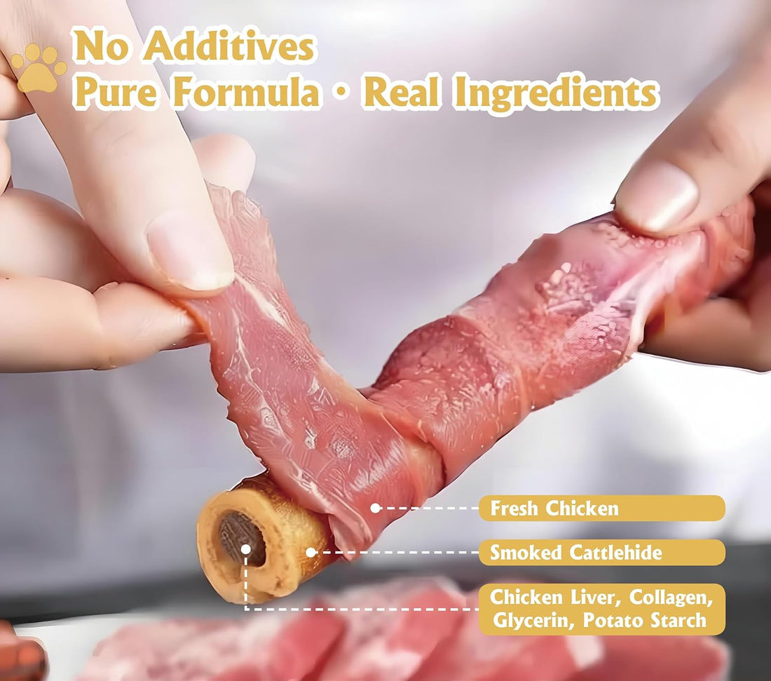 5Pcs 5" Chicken Wrapped Smoked Rawhide Rolls with Chicken Liver-10.6
