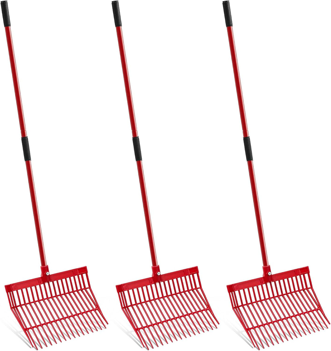 Lasnten 3 Sets Black ABS Manure Fork with Long Metal Handle