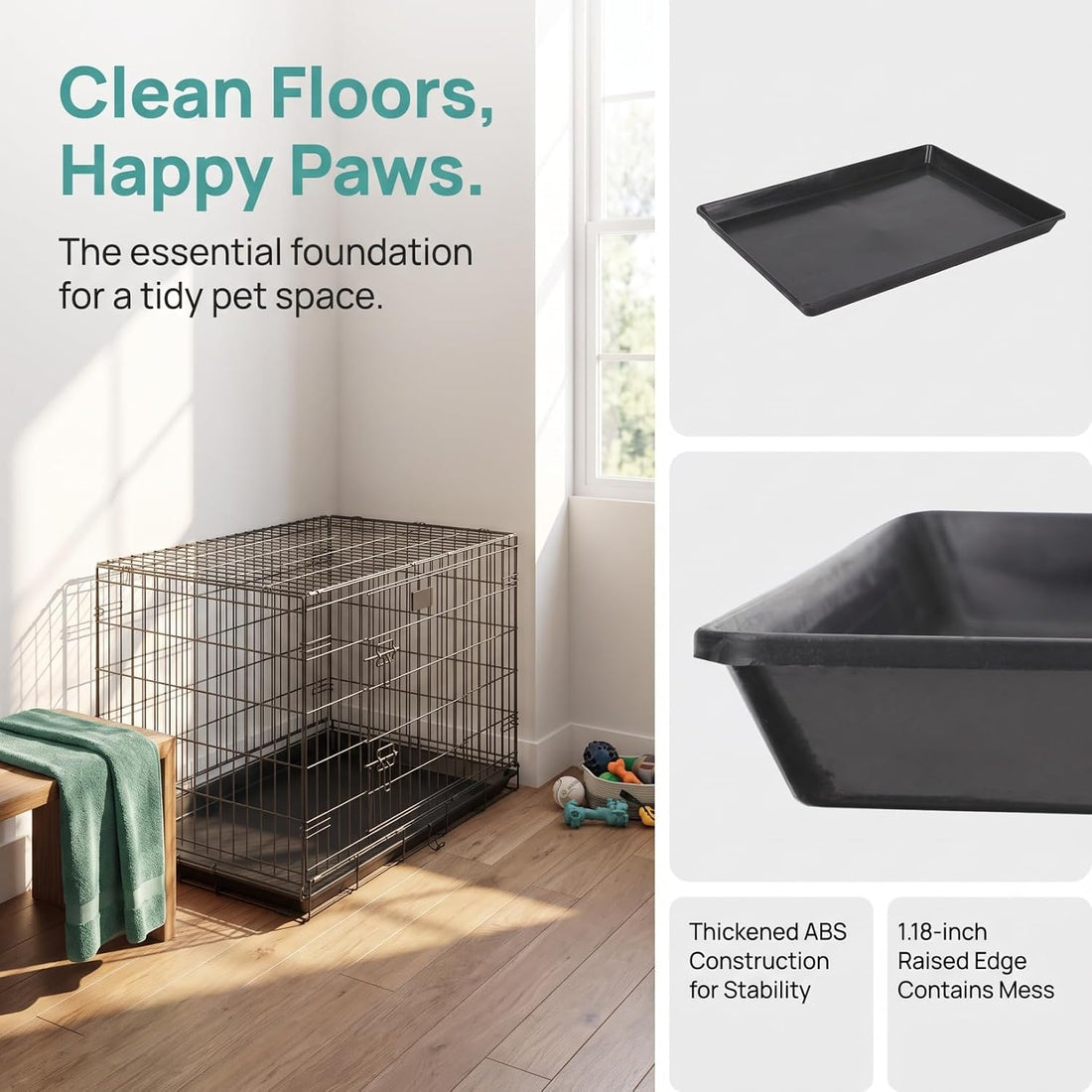 Abaodam Dog Crate Replacement Tray Black Abs 17.17X12.89X0.98in